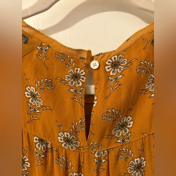 Floral Mustard Orange Top LOFT Size Small - Picture 3 of 4